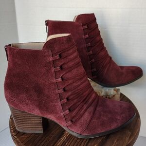 Sole Society Lace Up Front Plum Ankle Boots Size 8.5 Bellevue Bordo